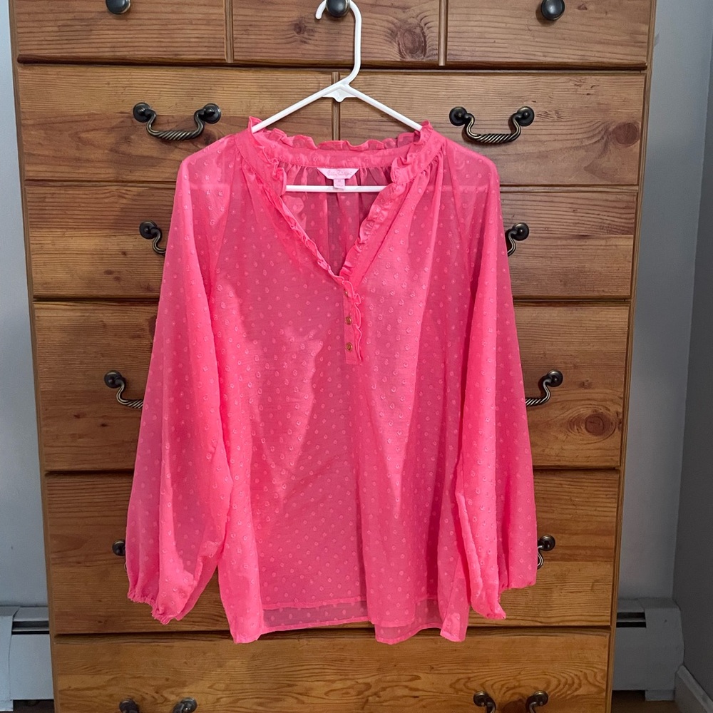 Lilly Pulitzer Pink Sheer Blouse